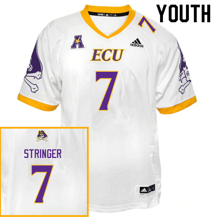 Youth #7 Gerard Stringer ECU Pirates College Football Jerseys Sale-White
